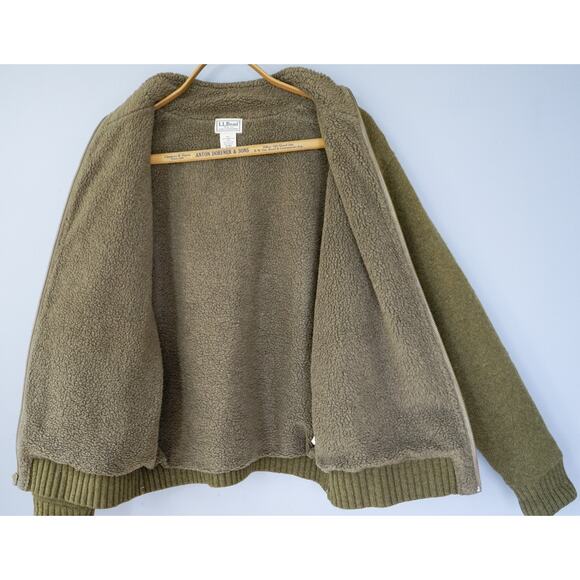 LL Bean Men Lambswool Sherpa Lined Sweater Jacket M Preppy Outdoor Grandpa Gorp - Picture 9 of 15